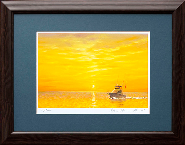 浜中せつお カジキ絵画 03 「帰港」 リミテッドエディション版画 額入り