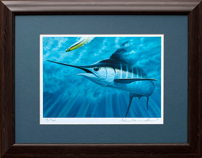浜中せつお カジキ絵画 04 「ロックオン」 リミテッドエディション版画 額入り