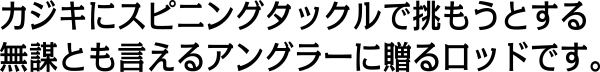 カジキにスピニングタックルで挑もうとする無謀とも言えるアングラーに送るロッドです。